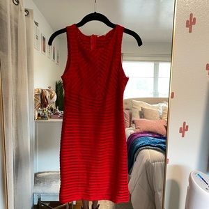 Main Strip Red Fitted Dress